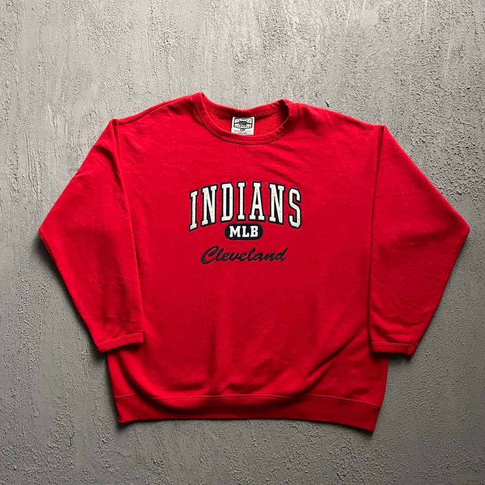 Vintage Cleveland Indians Sweatshirt Womens Extra Large Red 90s MLB Lee Sport